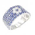 K18WG フラワー サファイヤ リング 3.26CT