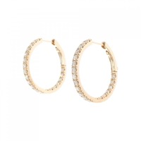 K18PG フープ ダイヤモンド ピアス 1.00CT