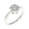 K18WG フラワー ダイヤモンド リング 0.30CT