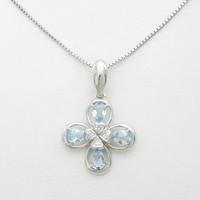 K18WG フラワー ブルートパーズネックレス40％引き