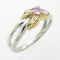 PT／K18YG ピンクサファイヤリング20％引き