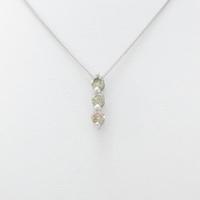 K18WG スリーストーン ダイヤモンドネックレス