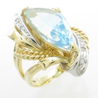 K18YG／PT ブルートパーズリング