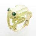 K18YG カエル エメラルドリング