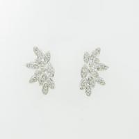 750WG／K18WG リーフ ダイヤモンドピアス