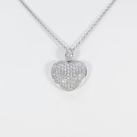 K18WG ハート パヴェ ダイヤモンドネックレス