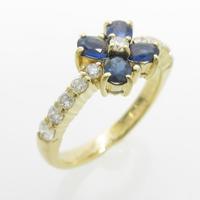 K18YG フラワー サファイヤリング20％引き