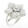 K18WG フラワー パヴェ ダイヤモンドリング
