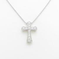 K18WG クロス ダイヤモンドネックレス