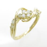 K18YG フラワー ダイヤモンドリング