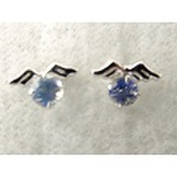 6月の誕生石ブルームーンストーンK14WG(ホワイトゴールド)エンジェルピアス [y060109]