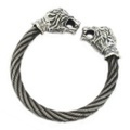 BWL(ビルウォールレザー)　 Animal Head Cable Bangle Lion ライオンワイヤーバングル　B567L