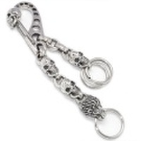 BWL(ビルウォールレザー)　 Vintage Skull Clip w/2Vintage Skull & Lion Head w/1vintage skull Drop Key Chain KC742