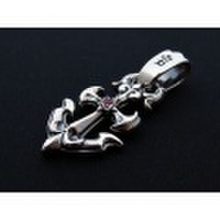 BWL(ビルウォールレザー)　ラージアンカーペンダントw/ストーン(レッド)　PN891S-RED