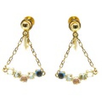 COCCOセレクトジュエリー/5つの天然石が耳元を揺れるイヤリング/K18イエロートゴールド