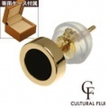 CULTURAL FLUI (カルトラルフルイ) ブランド ゴールド ラウンドフレーム ピアスwオニキス メンズ アクセサリー 送料無料 片耳用(1個売り)