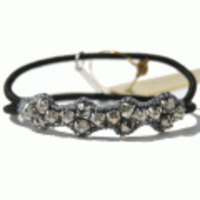 Deepa Gurnani◆ラインストンフラワーラライクヘアゴム◆ガンメタル