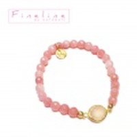 FineLine ドイツ発　天然石アガット&翡翠　ストーンブレスレット　ピンク