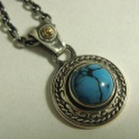 Flower Pueblo　世界の息吹ペンダントトップ　【ターコイズ付き】