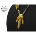 HUGE全金 3枚羽根フェザーネックレス カスタムフルセットSILVER925 x K24