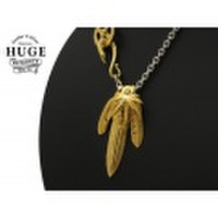 HUGE全金 3枚羽根フェザーネックレス カスタムフルセットSILVER925 x K24
