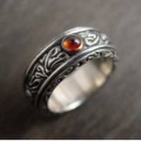 K-SMITH 唐草リング　【細、天然石付き】