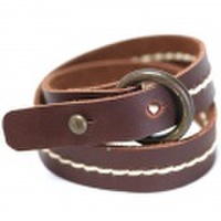 N0131 ： レザーブレスレット 『 putar-ring 』　ブラウン（女性用）