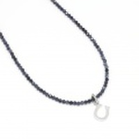 SYMPATHY OF SOUL（シンパシーオブソウル）　Sapphire Beads Necklace w/Horseshoe（サファイアビーズネックレス w/ホースシュー)