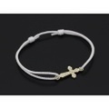 SYMPATHY OF SOUL（シンパシーオブソウル）　Smooth Cross Medium Cord Bracelet - K10Yellow Gold w/Diamond（スムースクロスミディアムコードブレスレット - K10イエローゴールド w/ダイヤモンド）