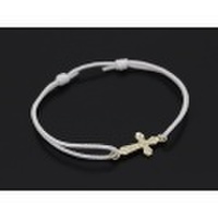 SYMPATHY OF SOUL（シンパシーオブソウル）　Smooth Cross Medium Cord Bracelet - K10Yellow Gold w/Diamond（スムースクロスミディアムコードブレスレット - K10イエローゴールド w/ダイヤモンド）