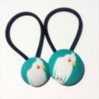 [くるみボタン]親子インコ2つセット[ヘアゴム]