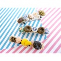 [バレッタ]ミニバレッタ[スイーツ・フルーツ・レース・ボタン・アンティーク・リーフ]