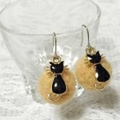 [ピアス]フェルトボールピアス(オレンジ・ベージュ)