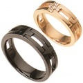 [刻印無料]　クロスペアリング(ピンクゴールド・ブラックコーティング）｜Men’s & Lady’s（セット）　95-2021b-2020p
