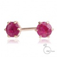 me.luxe 　K10PG ルビー/誕生石1粒石ピアス（ピンクゴールド）95-0727