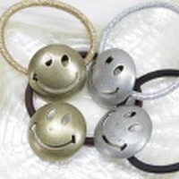 【IMPORT】アンティーク加工スマイル型メタル*ヘアゴム（GOLD/SILVER）