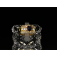 【K18YG イエローゴールド】指輪 リング サファイア0.84ct ダイヤモンド1.05ct 12号 13.1g レディース 1114-0