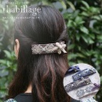 【rhabillageラビヤージュ】ベルベットリボンのスクエアバレッタ 〜女の子らしい可愛さUPアイテム！