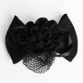 【あす着対応】お宮参り バレッタ BH-007BA ヘアアクセサリー ブラック 黒 リボン フラワー シニヨン シニョン お団子 可愛い 髪飾り レディース 女性用 華やか