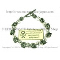 【ネクロマンス NECROMANCE】 ブラックトルマリンクリスタル スカルブレスレット Black Tourmaline Crystal Skull Bracelet 骸骨