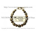 【ネクロマンス NECROMANCE】タイガーアイブラスローズスカルブレスレット Taiger’s Eye Brass Rose Skull Bracelet 薔薇 骸骨 虎目石