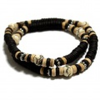 【メール便OK】ココナッツネックレス（ブラック/ボーン）