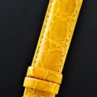 【高級腕時計との相性も抜群！中南米産カイマンワニのグレージング仕上の日本品質！】最高級カイマンワニベルト・山吹色（17mm幅）SSミラー仕上バックル