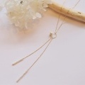 【送料無料】 K18 Neige waterpearl Y chain necklace (ネイジュ淡水パールYチェーンネックレス）