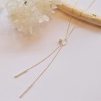 【送料無料】 K18 Neige waterpearl Y chain necklace (ネイジュ淡水パールYチェーンネックレス）