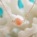 【送料無料】 K18 Peach pink coral pendant necklace （ピーチピンクサンゴ一粒ペンダントネックレス）