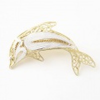 【送料無料】【イタリア ・ ヴィチェンツァ】ダニーロ・ミンガルディ/DANILO MINGALDI 手作り フィリグラーナ・ペンダント兼用ブローチ(ドルフィン)　0726-PS08