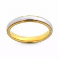 【送料無料】サージカルステンレスリング甲丸 カラー：シルバー×ピンクゴールド 残り僅か！ 刻印　名入れ　7号　13号