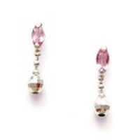 【即日発送可！キラキラミラーボールがアクセント！】 K14ホワイトゴールド ピンクトルマリンピアス PEWG136