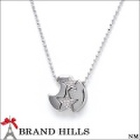 スタージュエリー ネックレス K18WG ダイヤモンド0.03ct ムーン＆スター STAR JEWELRY 美品 [115266]